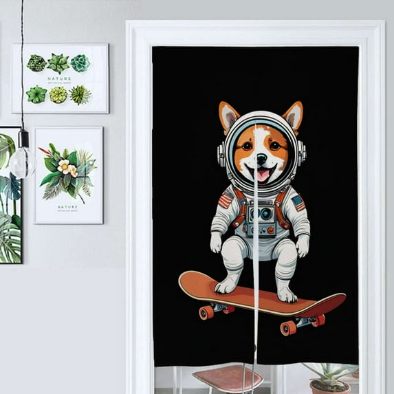 Astronaut Dog Surfing Door Curtain Nordic Living Room DoorCurtain Porch Partition Curtain Kitchen Rative Half Curtain