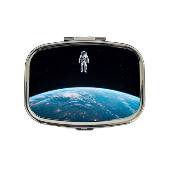 Astronaut Drifting In Space Above Earth Small Travel Handbag Pill Box Case