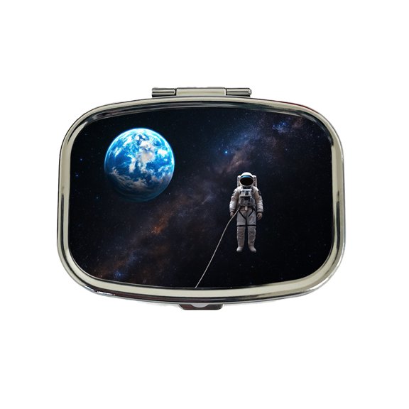 Astronaut Drifting In Space Earth Small Travel Handbag Pill Box Case