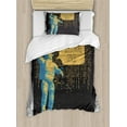 thumbnail image 1 of Astronaut Duvet Cover Set, 3D Astronaut I Need More Space Speech Bubble Comic Adventure Science, Decorative 2 Piece Bedding Set with 1 Pillow Shams, Twin Size, Black Mustard Grey, by Ambesonne, 1 of 3