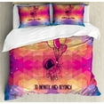 thumbnail image 1 of Astronaut Duvet Cover Set, Doodle Astronaut Flying Cubic Space with Baloons to Infinity and Beyond, Decorative 3 Piece Bedding Set with 2 Pillow Shams, King Size, Pink Multicolor, by Ambesonne, 1 of 3