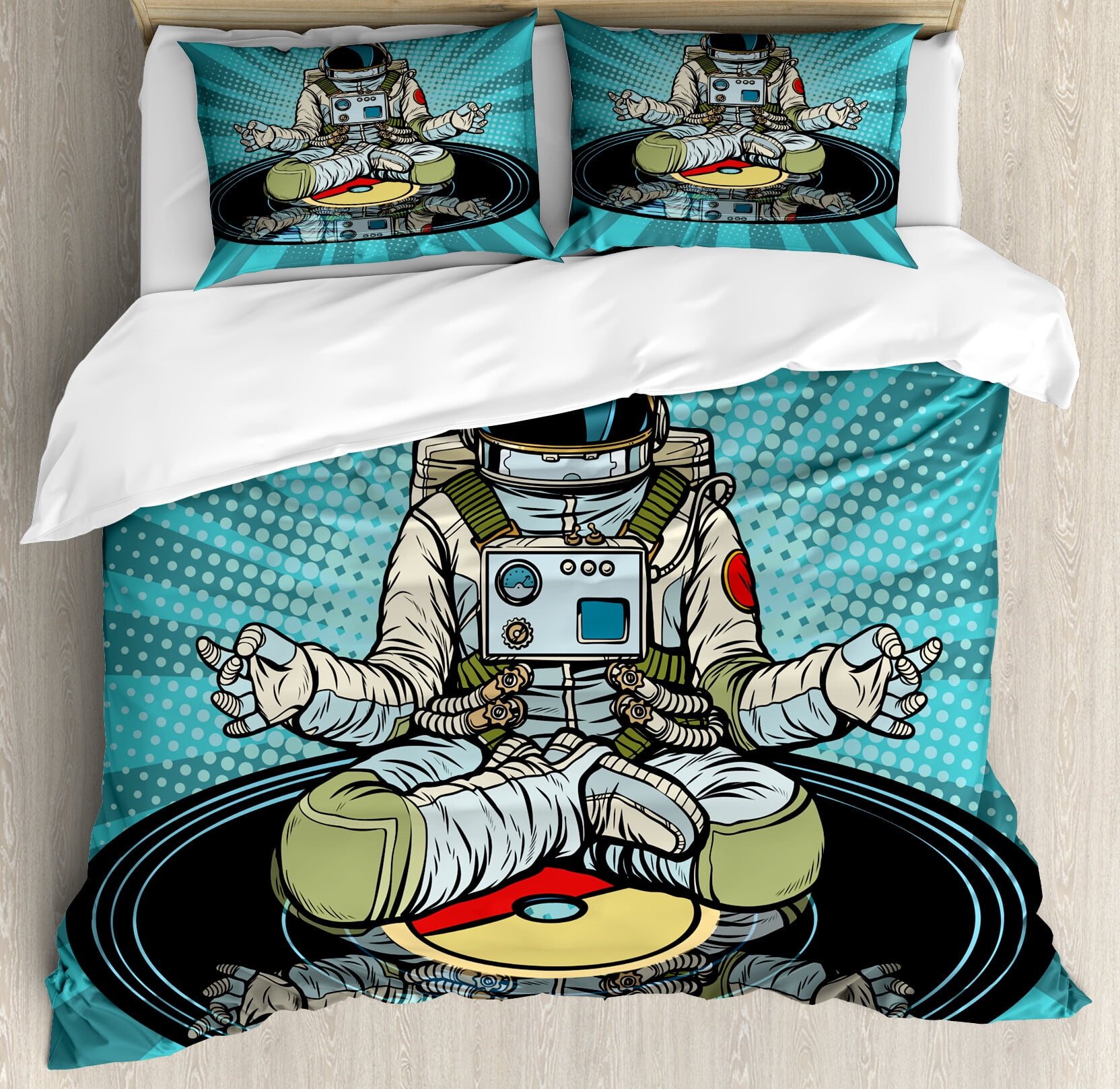 Metero Astronaut Print Pattern Bed Set Quilt