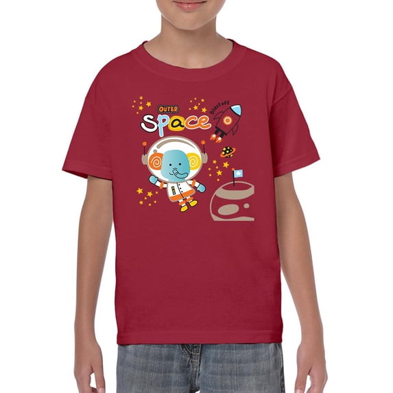 Astronaut Elephant Outer Space T-Shirt Juniors -Image by Shutterstock, Large