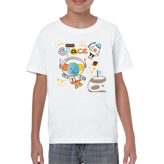 Astronaut Elephant Outer Space T-Shirt Juniors -Image by Shutterstock,  Medium