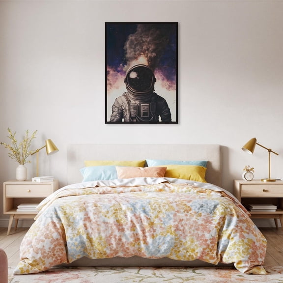 Astronaut Explosion Wall Art Poster Surreal Space Helmet Cosmic Sci Fi Decor Lovers Or Futuristic Interiors Design1 Poster, Unframed Size 16x24