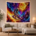 thumbnail image 1 of Astronaut Over a Fiery Wave Beneath a Ringed Planet, Adventurous Surreal for Space Lovers, Galactic Wall Art, Birthday Gift, Tapestry Wall Hanging for Gaming Room and Studio, 1 of 7