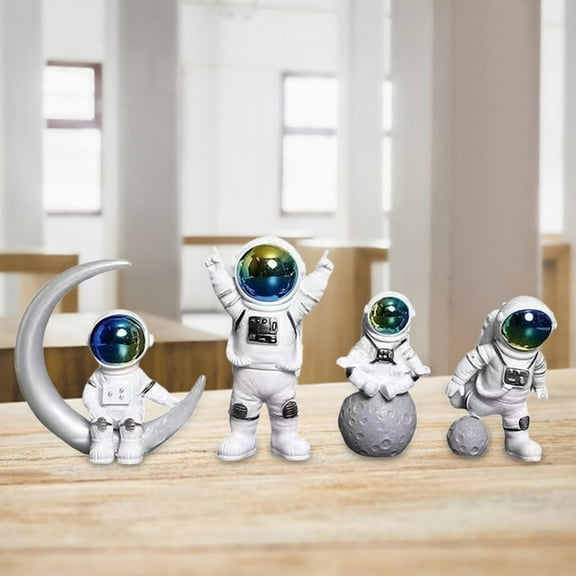 Astronaut Figure Spaceman Sculpture Astronaut Model Figurine Resin Statue Collectible for Home Tabletop Bedroom Decoration Adults 4pcs