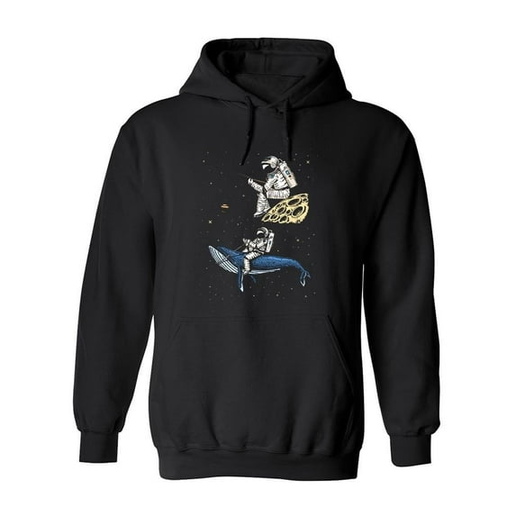 Astronaut Fisher And Whale Hoodie Men -Image by Shutterstock, Male XX-Large