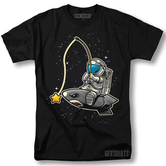Astronaut Fishing Shirt Space Galaxy Cool Gift Graphic T-shirt