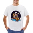thumbnail image 1 of Astronaut Fishing on A Summer Beach Vintage T-shirt Mens Cotton Classic Crewneck Short Sleeve Tees Unisex White 4XL, 1 of 5