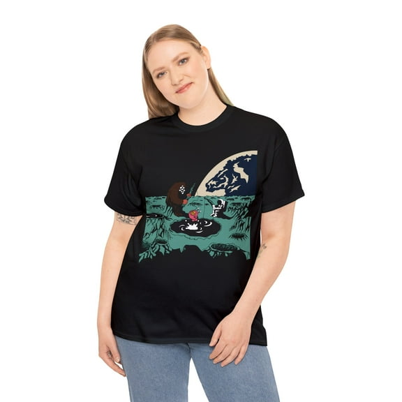 Astronaut Fishing on The Moon Outer Space. T-Shirt