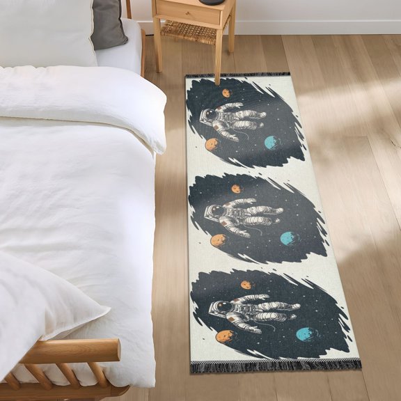 Astronaut Floating in Space Runner Area Rug 2x6 Soft Non-Slip Washable Bedside Carpet for Hallway Bedroom Living Room Home Decor