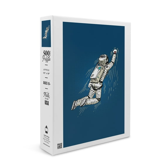 Astronaut Flying, Vector with Linework (19x27 inches, Premium 500 Piece Jigsaw Puzzle for Adults and Family, Made in USA)