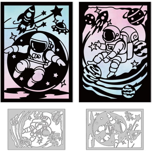 Astronaut Frame Cutting Dies Carbon Steel Die Cuts Stencils Planet Embossing Scrapbooking Template for Card Making Crafting Greeting Party Invitation Photo Album Gift Decor