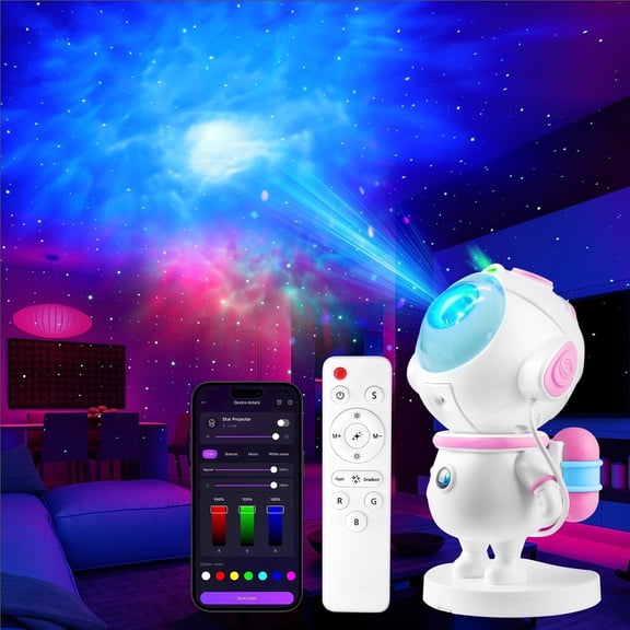 Astronaut Galaxy Projector Night Light, APP & Remote Control Star Projector for Bedroom Ceiling Home Decor, Adjustable Nebula Lamp, Gift for Kids Teens for Christmas Birthday - Pink