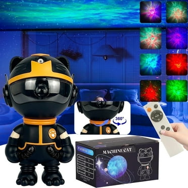 Space Projector Lamp, Mechanical Cat Projection Light with Timer and Remote Control for Kids, Luces Led Para Cuarto Tipo Galaxia for Bedroom Party Decoration, Black