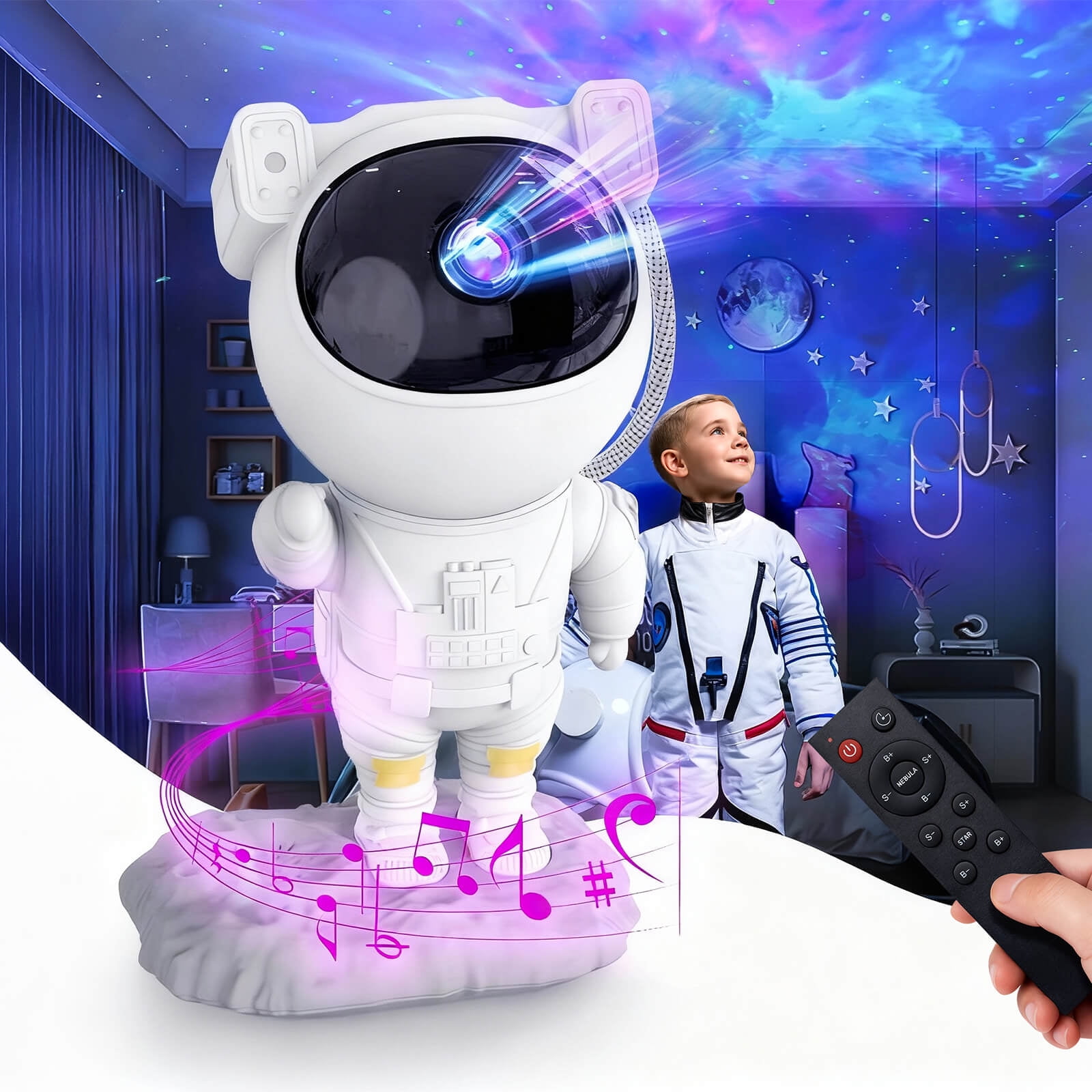 Astronaut Galaxy Projector - Galaxy Projector with Timer and Remote, Robot Night Light for Kids Room Decor, Birthdays, Valentine's Day Gift