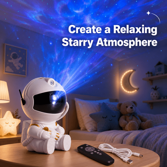 Astronaut Galaxy Star Projector for Bedroom, Starry Nebula Night Light with Remote Control, Timer, 360° Adjustable Head, USB Powered Room Decor Lamp for Kids, Teens & Adults