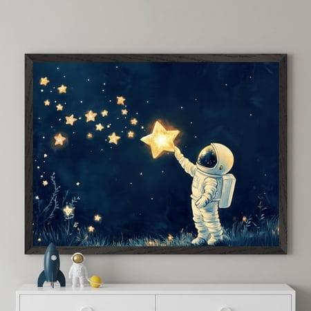 Astronaut Glowing Stars Space Wall Decor Unframed Paper Print