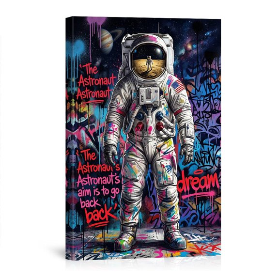 Astronaut Graffiti Art Space Exploration Outer Sci-Fi Cosmic Street Universe Dreamer Home Canvas