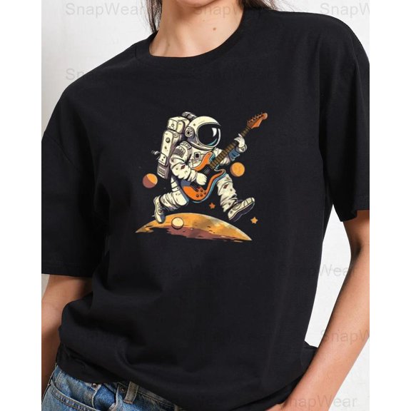 Astronaut Guitar Rockstar Space Galaxy Cool Gift Universe Music Band T-Shirt Unisex, up to 5XL