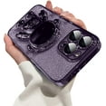 thumbnail image 1 of Astronaut Hidden Stand Phone Case for iPhone 13 Pro,Cute Astronaut Lens Camera Protector Kickstand Luxury Glitter Bling 6D Electroplated Clear Soft TPU Protector for Men Women Purple, 1 of 15