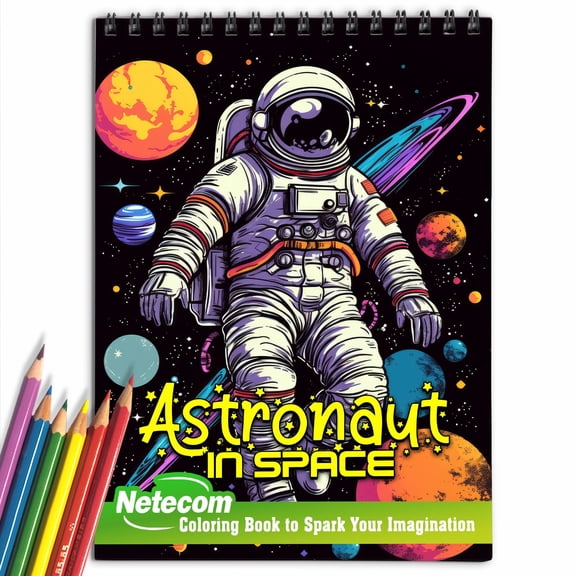 Astronaut In Space Spiral Bound Coloring Book, 30 Stunning Astronaut in Space Coloring Pages for Artistic Explorers