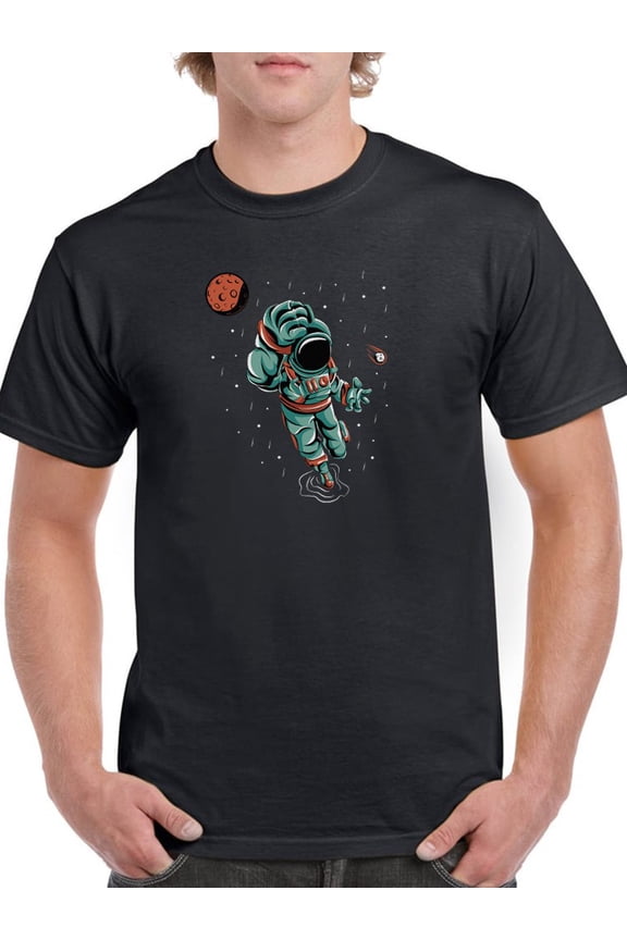 Astronaut In Space With Planets T-Shirt Men -Smartprints Designs, Male Large