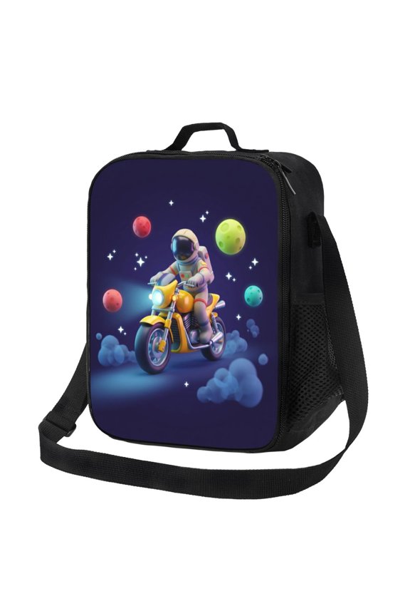 Astronaut Insulated Lunch Bag Reusable Leakproof Thermal Meal Prep Tote With Adjustable Crossbody Shoulder Strap For Work Office Picnic Beach Travel Daily