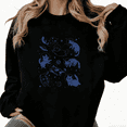 thumbnail image 1 of Space Cat Print Sweatshirt Graphic Sweatshirt Black S-3XL Tops, 1 of 5