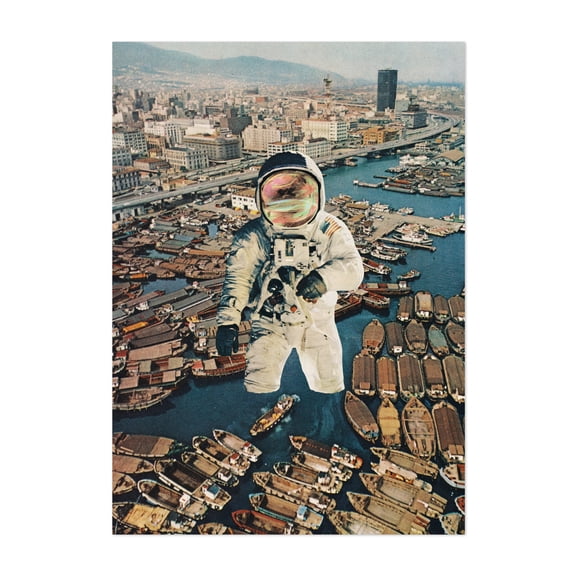 Astronaut - Kobe Hyogo Japan Collage Unframed Wall Art Print 5 x 7 inches