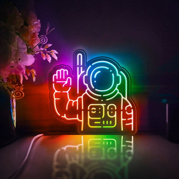 Astronaut Led Light Box, Dimmable Neon-Like Light Signs USB Power for Wall Decor Bedroom Decoration, Color Flow Effect (WxH) 11"x11"