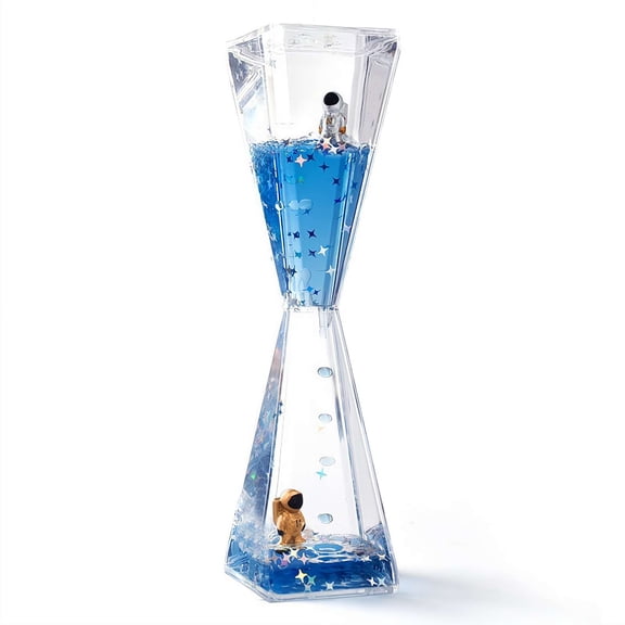 Astronaut Liquid Hourglass Timer Blue Glitter Space Motion Decor with Floating Astronauts, Creative Desktop Decoration & Relaxing Gift for Kids, Teens, Space Lovers