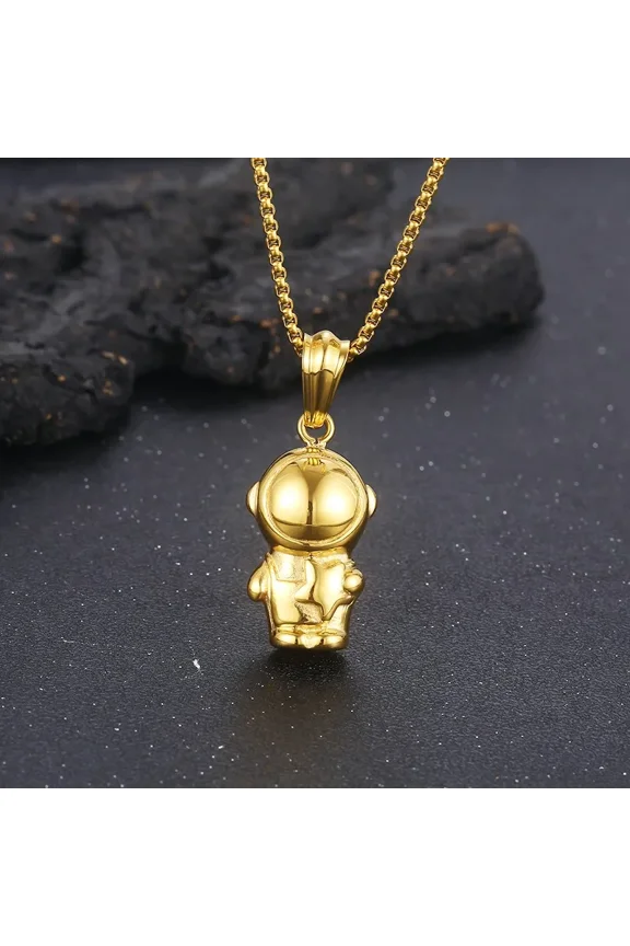 Astronaut Magnetic Heart Pendant Couple 14K Yellow Gold Necklaces for Women Men Lovers Best Friend Pendant Necklace Jewelry Gift