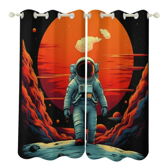 Astronaut Mars Sunset Adventure Luxury Window Curtains Blinds for Living Room Kids Bedroom Bathroom Kicthen Door Home Decor 2 Panels