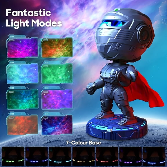 Astronaut Mecha Robot Galaxy Projector | Timer, Remote Control | Starry Nebula Light for Bedroom Decor & Holiday Gifts