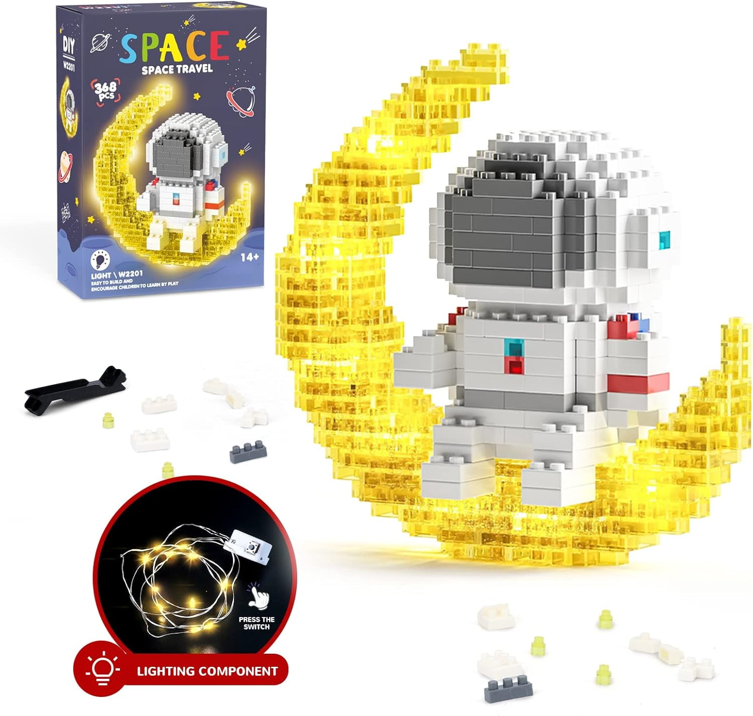 Astronaut Micro Mini Building Sets, Space Model Block Set with LED