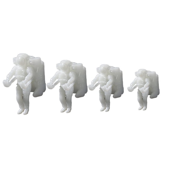 4pcs Mini Astronaut Ornaments Set 3D Crystal Epoxy Resin White Plastic Accessories Gift for Friends and Space
