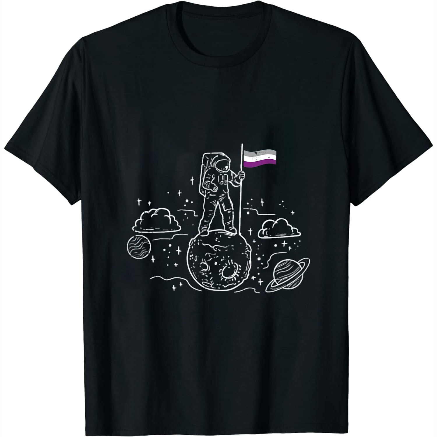 Astronaut Moon Asexual Flag Space LGBTQ Ace Pride Ally Womens T-Shirt ...