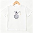 thumbnail image 1 of Astronaut Moon Fishing Boys Graphic Tees Space Kids T-Shirt 100% Cotton Short Sleeve Tops Ages 4-13Y, 1 of 5