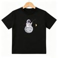 thumbnail image 1 of Astronaut Moon Fishing Boys Graphic Tees Space Kids T-Shirt 100% Cotton Short Sleeve Tops Ages 4-13Y, 1 of 5