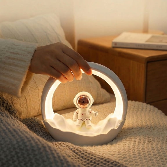 Astronaut Moon Night Light for Kids, Rechargeable Dimmable Touch Control, 3 Light Modes Eye-Caring Bedside Lamp, Space Theme Perfect Birthday Christmas Gift.