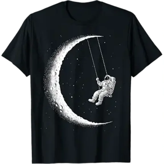 Astronaut Moon Swing Stars Outer Space Men Galaxy Astronomy T-Shirt