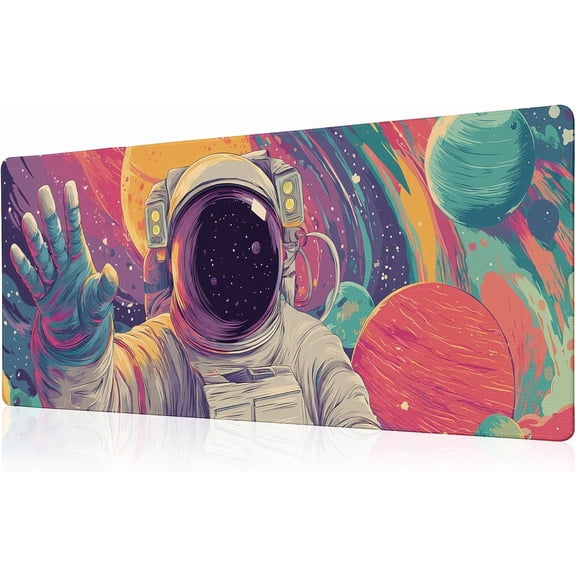 Astronaut Mouse Pad Desk Mat XL Extended Large Gaming Desk Pad Mousepad, Wave Your Hand Computer Laptop Keyboard and Mouse Mat, Desktop Protector Mat for Office and Home 31.5x11.8 in