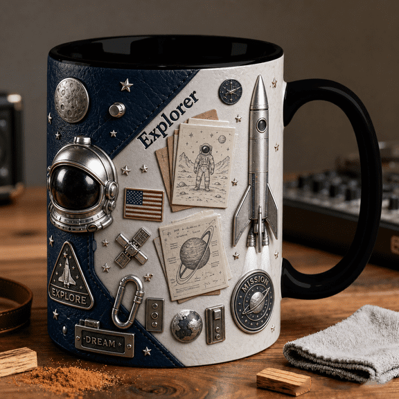 Astronaut Mug 3D Effect Space Explorer Coffee Cup Gift for Kids, Teens & Space Fans
