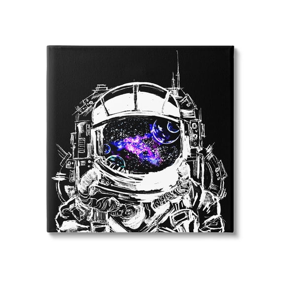 Astronaut Nebula Galaxy Reflection Art for Kids Graphic Art Gallery Wrapped Canvas Print Wall Art