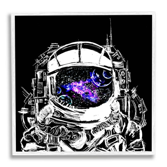 Astronaut Nebula Galaxy Reflection Art for Kids Graphic Art White Framed Art Print Wall Art