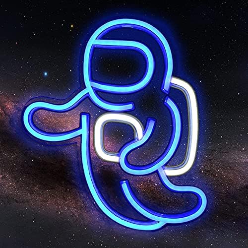 Astronaut Neon Light Projector, Space Led Signs for Bedroom Wall Decor USB Powered with Switch 14.1x12.6 Inch, Cool Neon Sign for Living Gaming Room, Kids Birthday Gift (Blue)