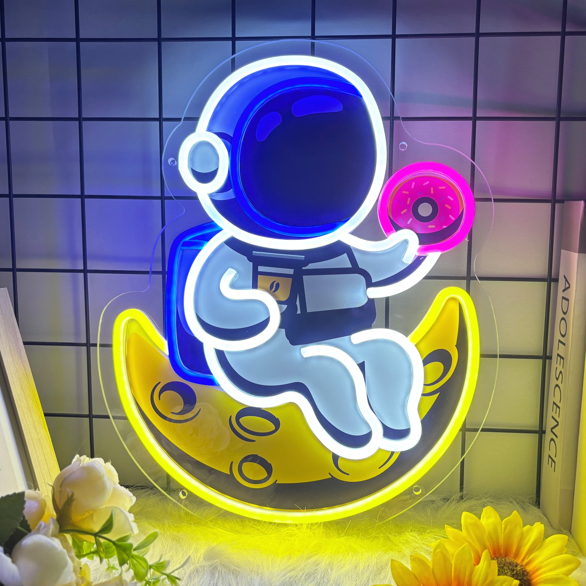 Astronaut Neon Sign, Astronaut Led Signs for Wall Decor, Dimmable Neon Light Sign for Bedroom, Game Room, Kids Room, Bar Decoration, USB Powered Light Up Signs Gift for Boys