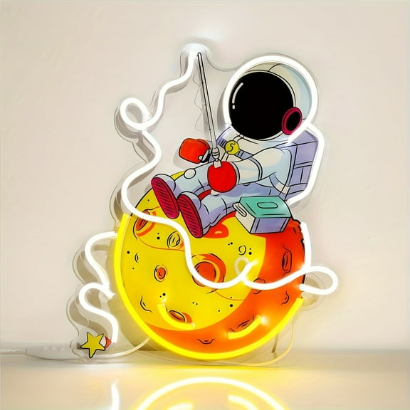Astronaut Neon Sign - USB-Powered Space Wall Decor, Adjustable Brightness & 6 Color Modes, Moon & Stars Design for Bedroom, Playroom, Classroom - Unique Gift for Kids, Teens, Adults